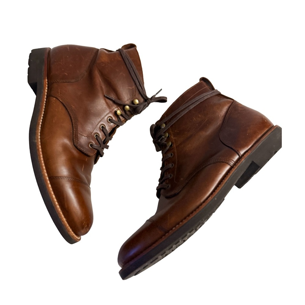 J. CREW Kenton Brown Leather Cap Toe Boots Sz 11 -Rugged Utility & Refined Style - Picture 6 of 11